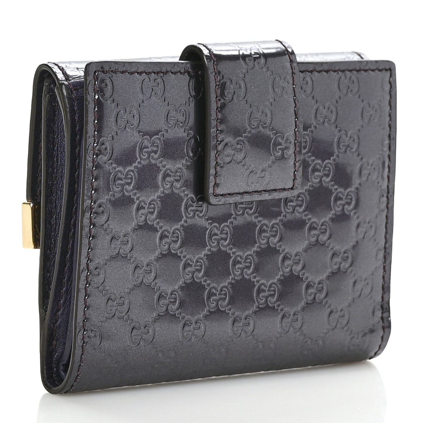 Shine Guccissima French Flap Trademark Wallet Melanzana