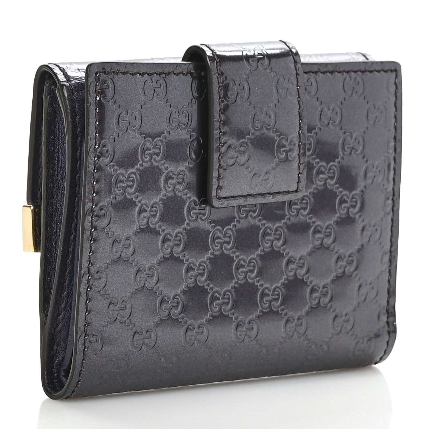 Gucci Shine Guccissima French Flap Trademark Wallet Melanzana 3 of 8