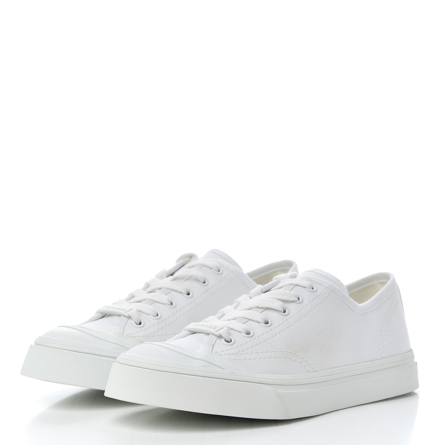 Chanel Fabric Low Top Sneakers 39.5 White 3 of 13