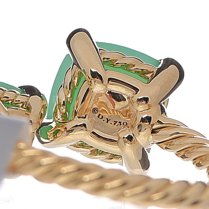 David Yurman 18K Yellow Gold Diamond Chrysoprase Chatelaine Bypass Ring 54 7 4 of 4