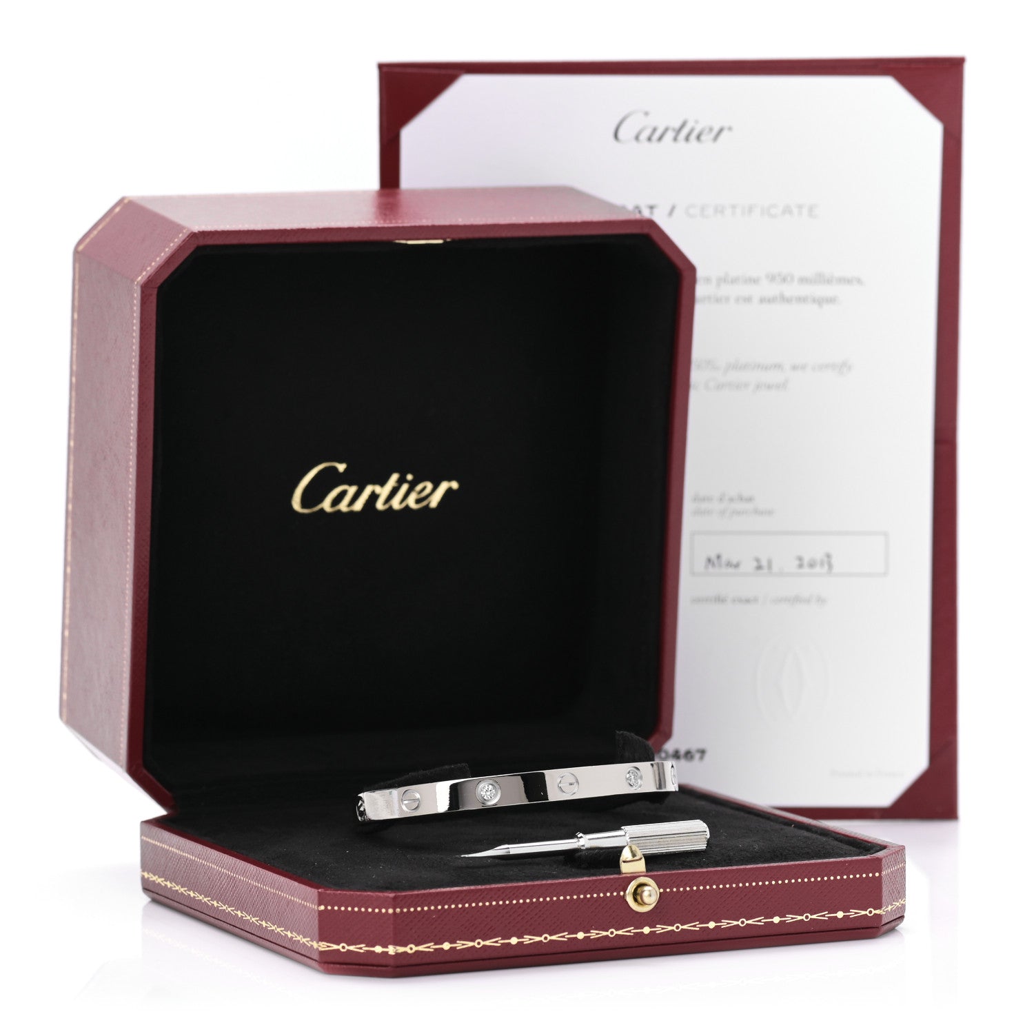 Cartier 18K White Gold 4 Diamond LOVE Bracelet 18 6 of 6