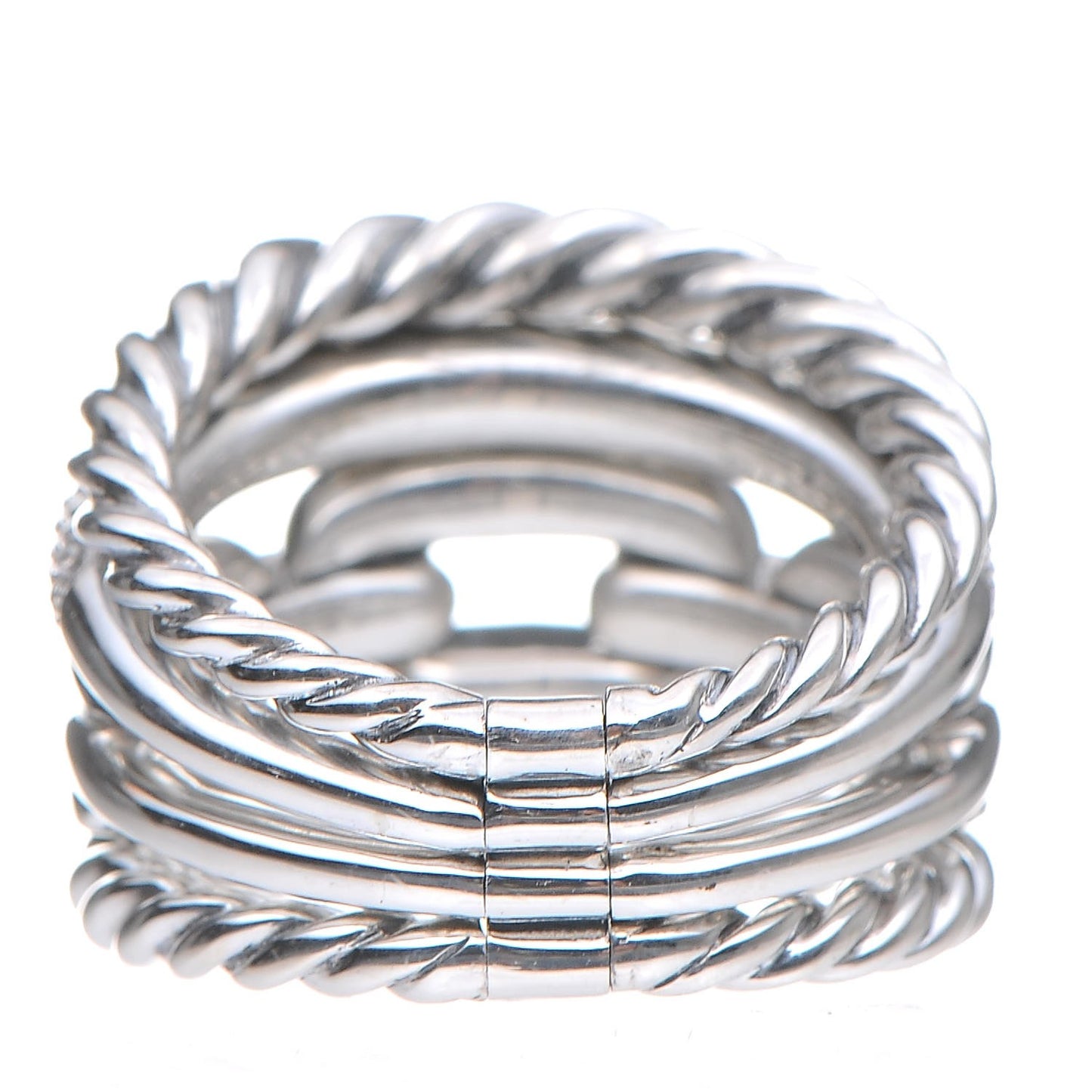 Sterling Silver Diamond Wellesley Link 4 Row Ring 50.6 5.5