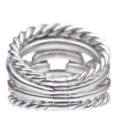 David Yurman Sterling Silver Diamond Wellesley Link 4 Row Ring 50.6 5.5 4 of 7