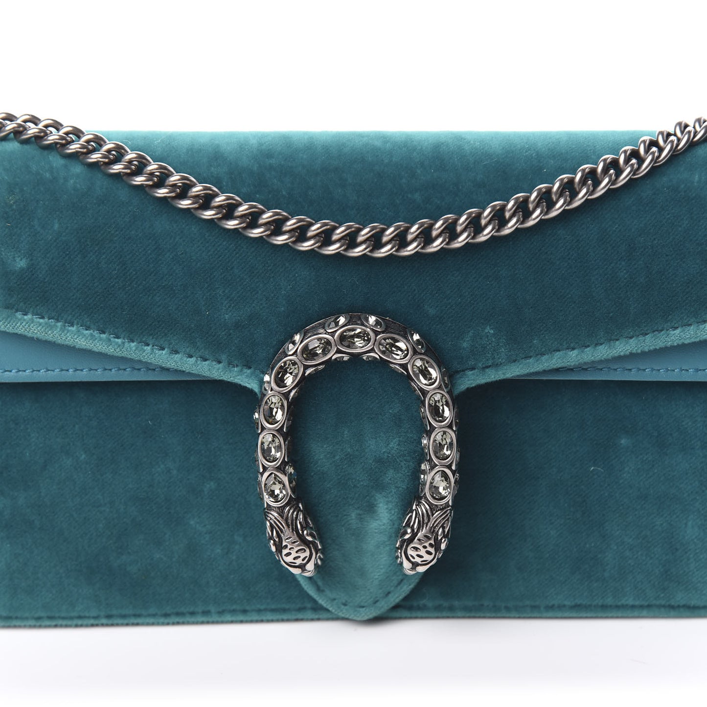 Velvet Super Mini Dionysus Shoulder Bag Pavone Cyan