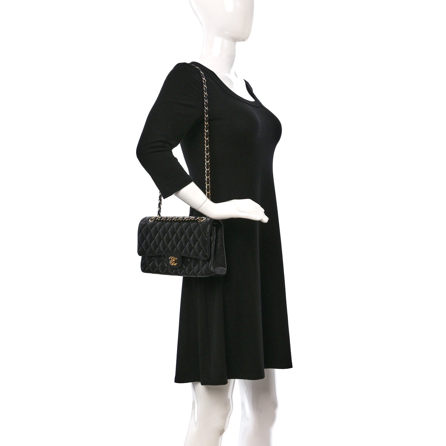Chanel Caviar Quilted Medium Double Flap Black 2 of 10