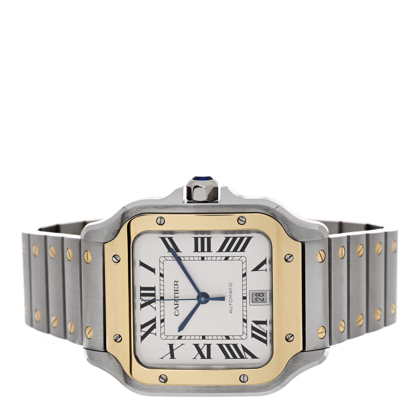 Stainless Steel 18K Yellow Gold 39.8mm Santos De Cartier Automatic Watch