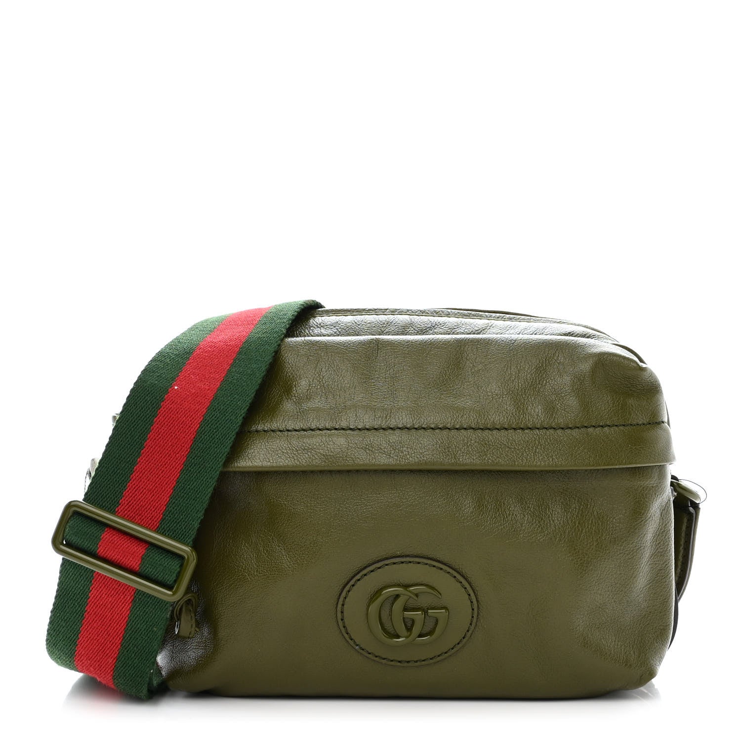 Gucci Piuma Lux Energy Web Monochrome Double G Crossbody Bag Military Wood 1 of 10