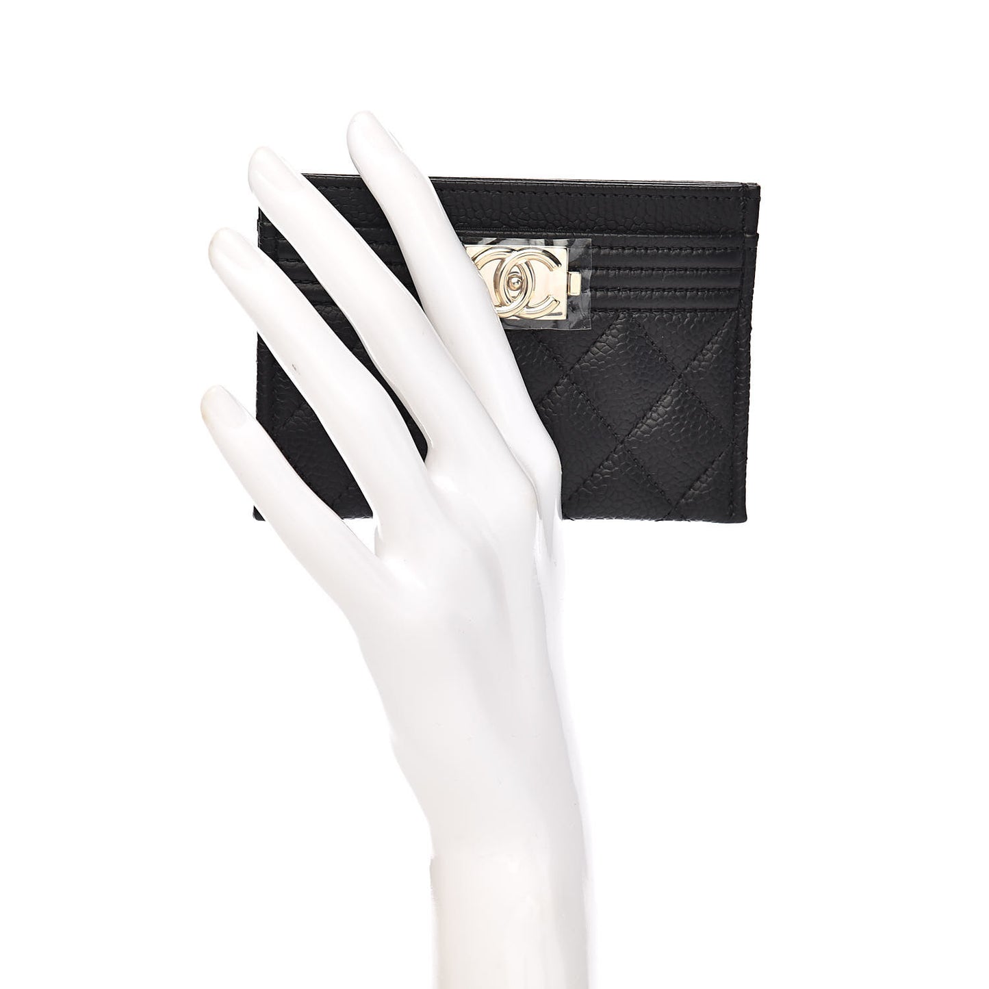 Caviar Quilted Boy Card Holder Black