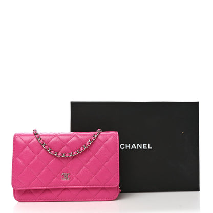 Chanel Caviar Quilted Wallet on Chain WOC Fuchsia 10 of 10