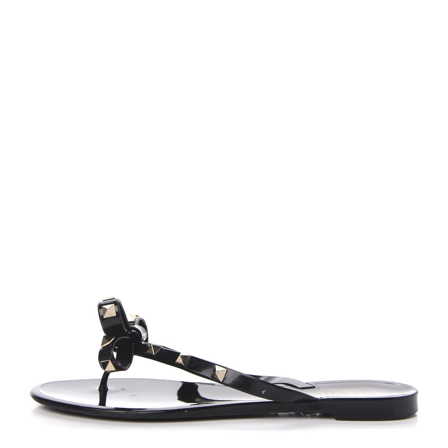PVC Jelly Rockstud Bow Thong Sandals 37 Black