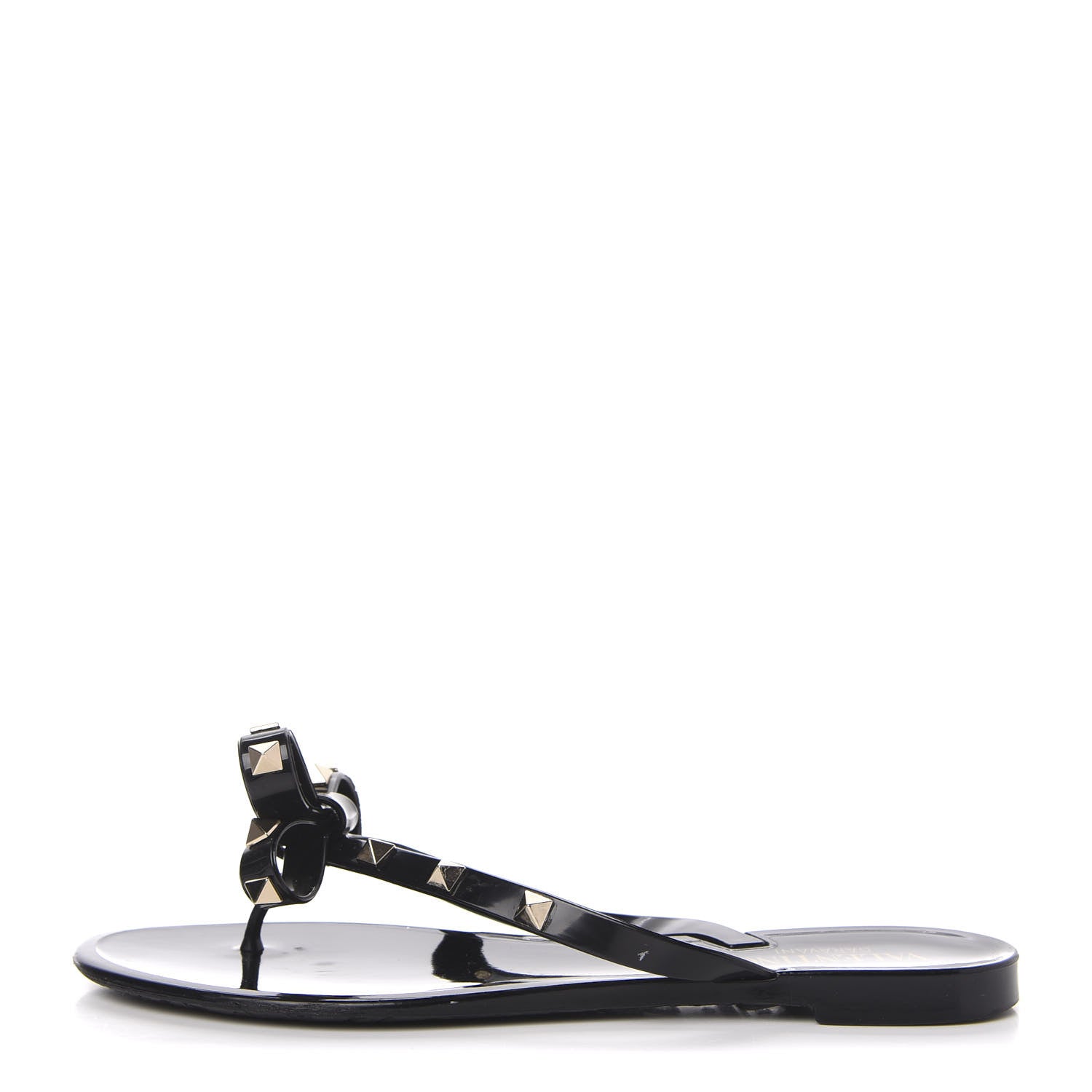 Valentino Garavani PVC Jelly Rockstud Bow Thong Sandals 37 Black 1 of 7