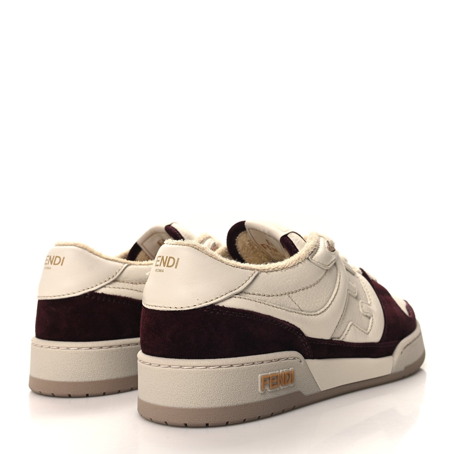 Fendi Grained Calfskin Mens Fendi Match Low Top Sneakers 7 White Burgundy Amber 4 of 8