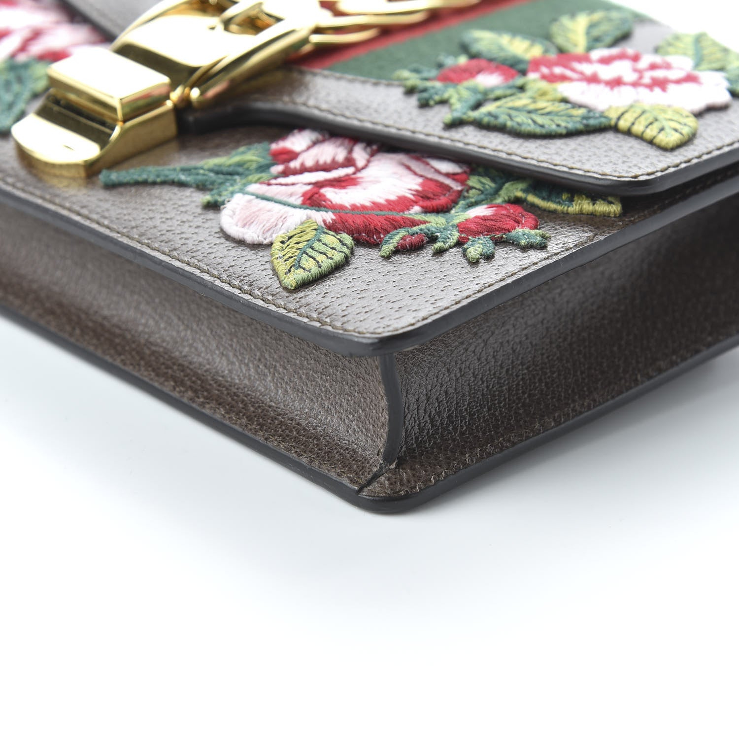 Gucci Calfskin Embroidered Sylvie Belt Bag 85 34 Brown 5 of 11