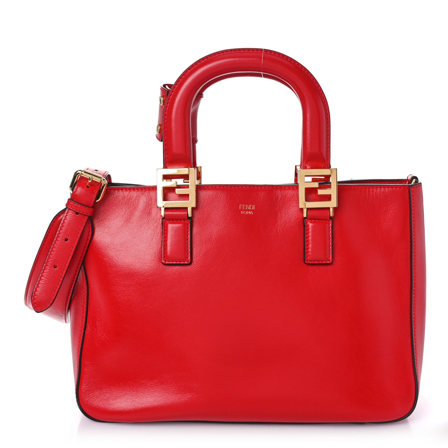 Vitello Glacier Small FF Tote Rosso Cardinale