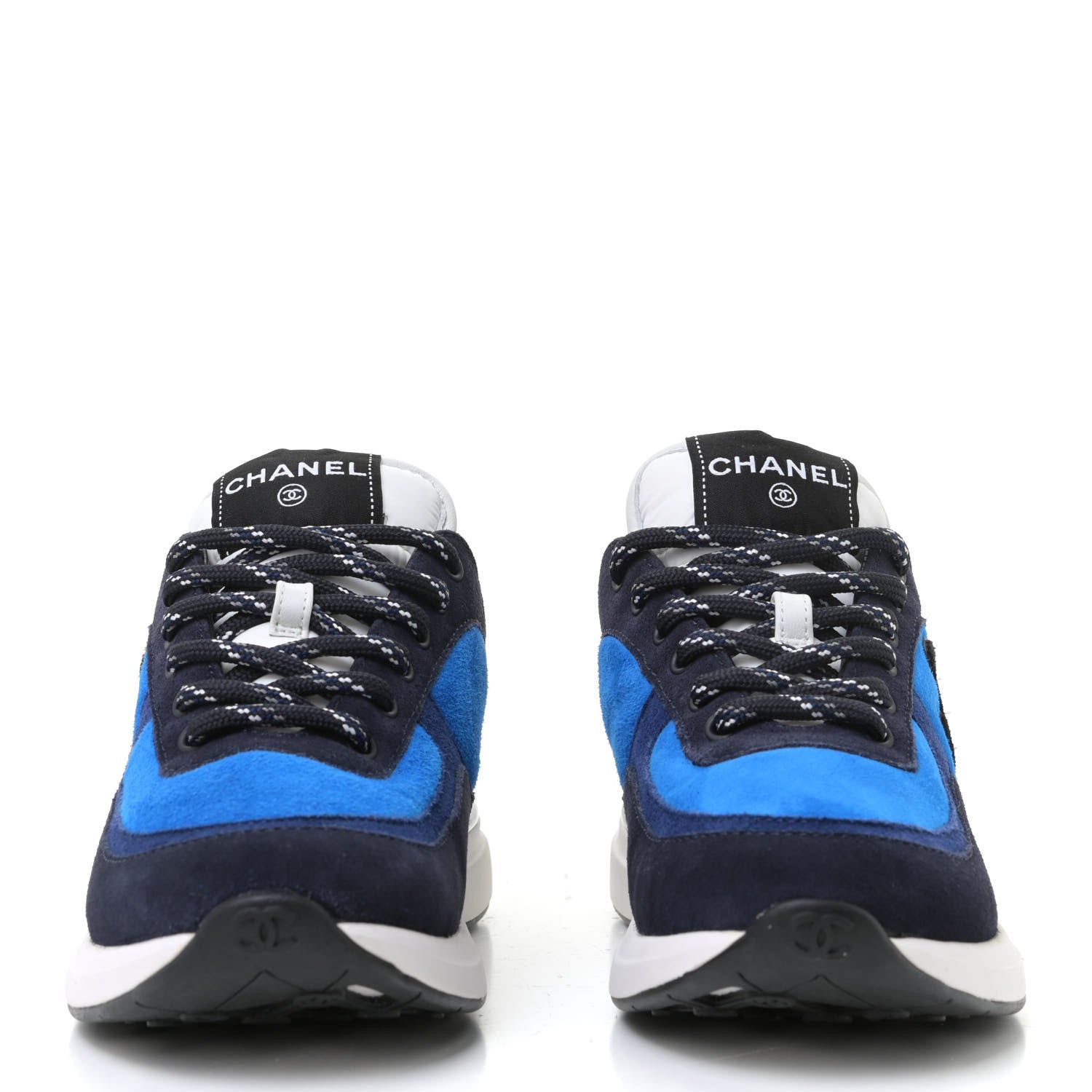 Chanel Suede Calfskin CC Sneakers 37 Blue Navy Dark Navy 4 of 12