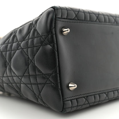 Christian Dior Lambskin Cannage Medium Lady Dior Black 9 of 11