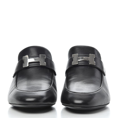 Hermes Goatskin Paradis Mules 37.5 Black 2 of 13
