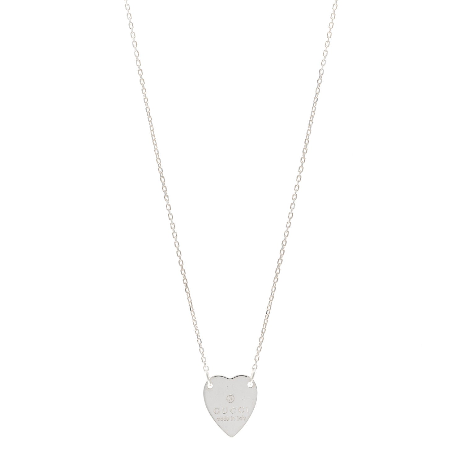Gucci Sterling Silver Trademark Heart Pendant Necklace 1 of 4