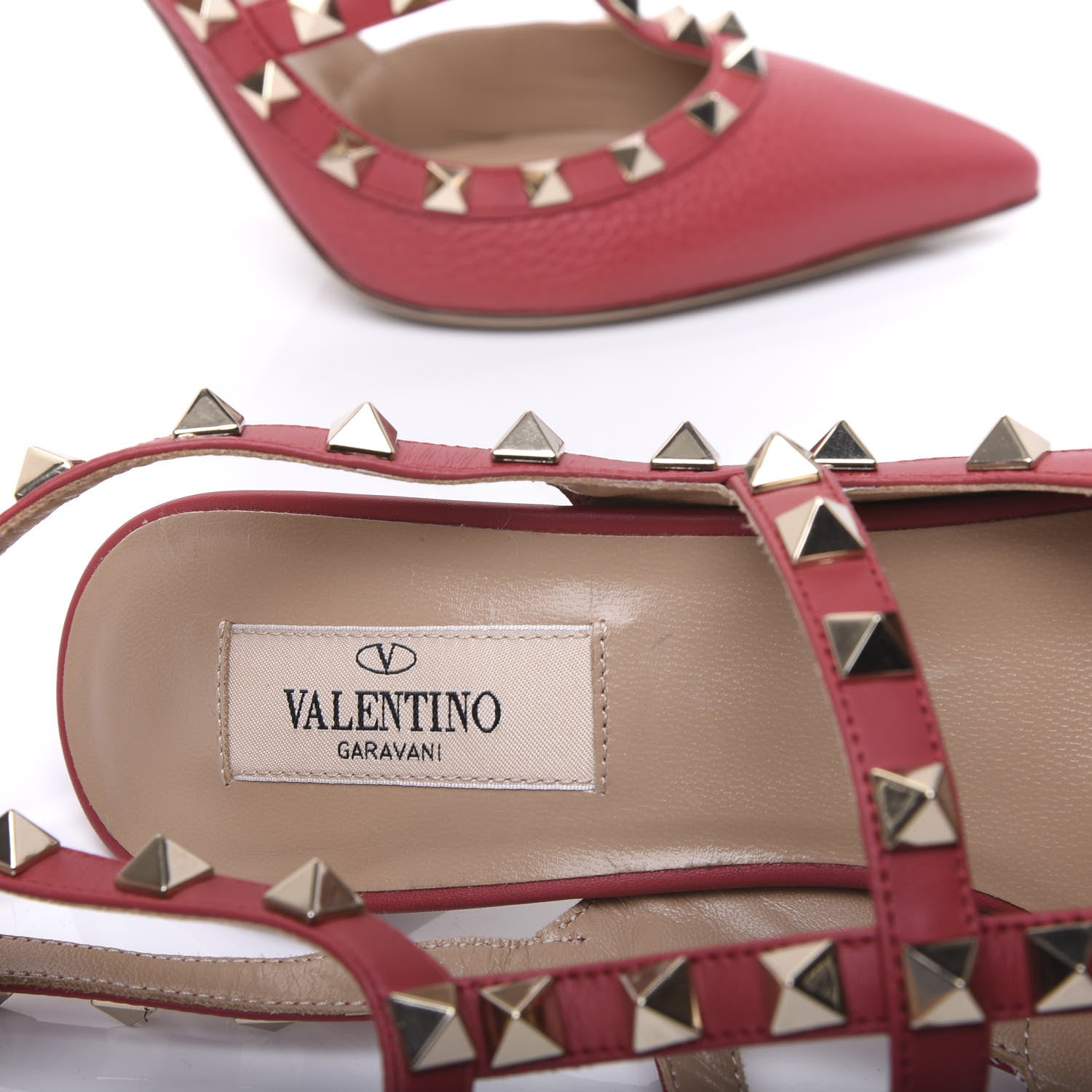 Valentino Garavani Pebbled Calfskin Rockstud Ankle Strap 100mm Pumps 38.5 Rock Pink 8 of 11