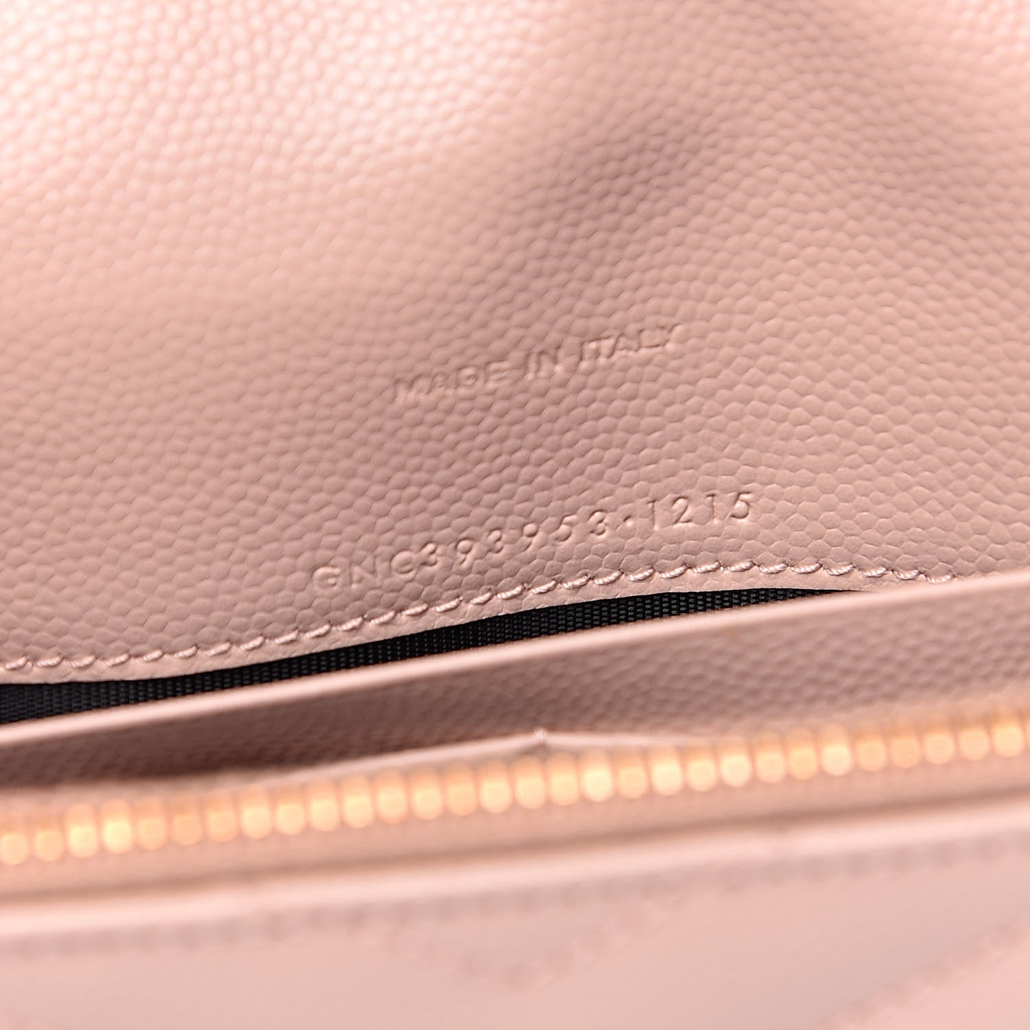 Saint Laurent Grain De Poudre Matelasse Chevron Monogram Envelope Chain Wallet Pale Pink 8 of 10