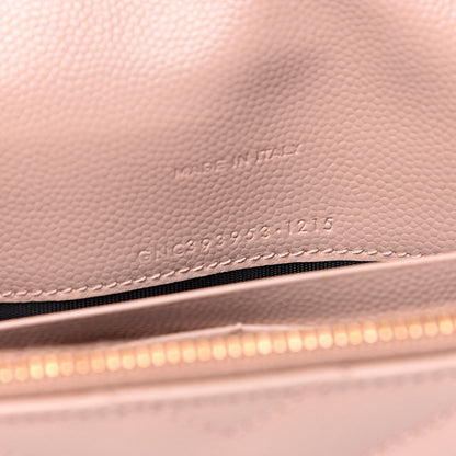 Saint Laurent Grain De Poudre Matelasse Chevron Monogram Envelope Chain Wallet Pale Pink 8 of 10