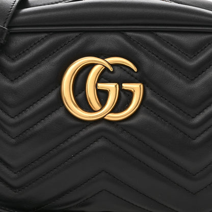 Gucci Calfskin Matelasse Small GG Marmont Chain Shoulder Bag Black 8 of 10