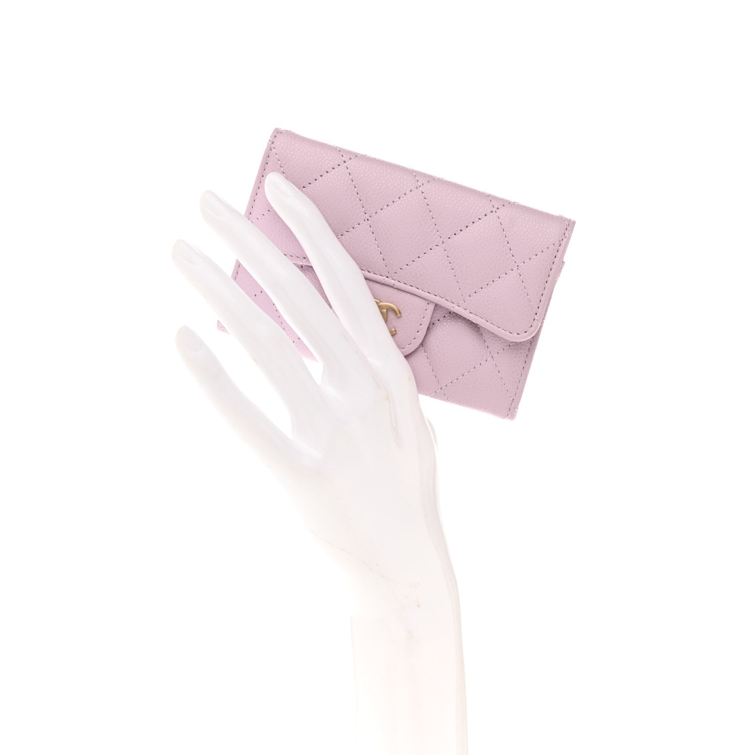 Chanel Caviar Quilted Flap Card Holder Wallet Light Purple 2 of 9