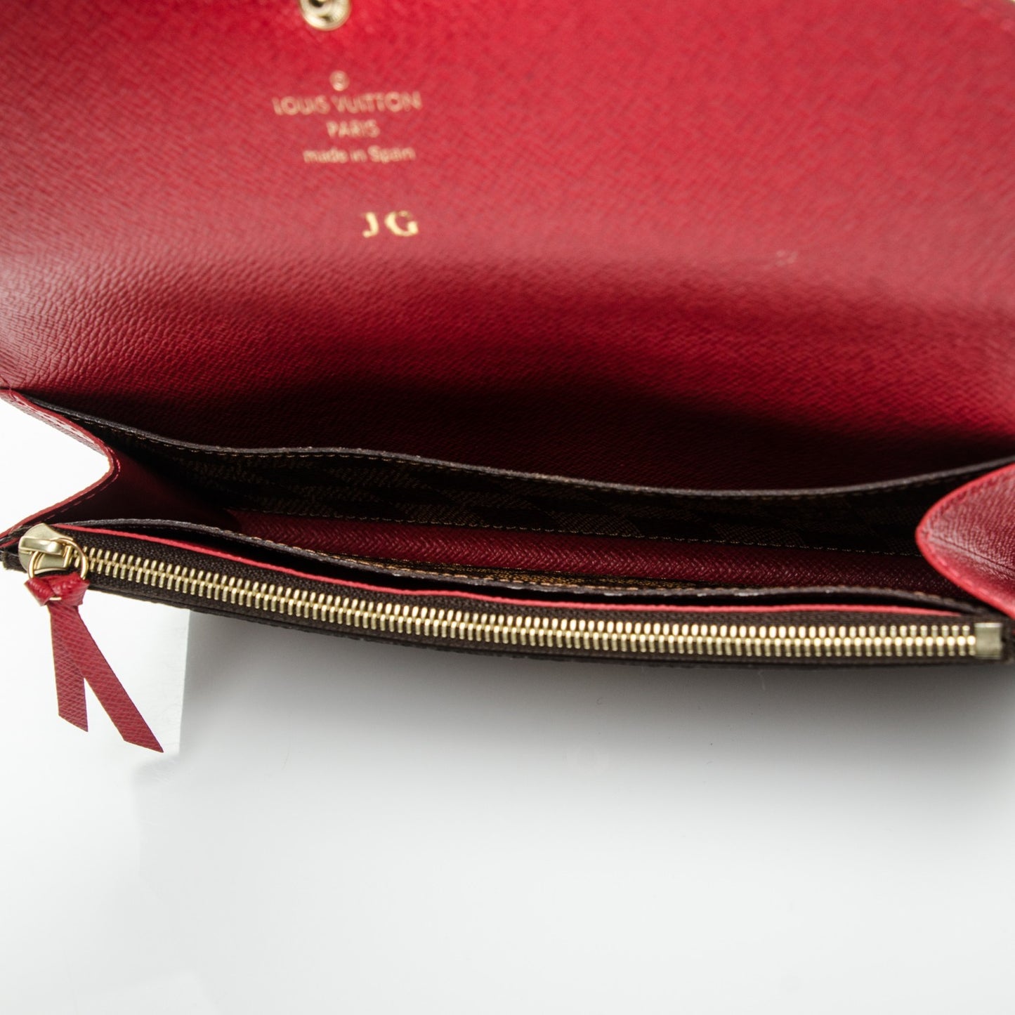 Damier Ebene Emilie Wallet Red