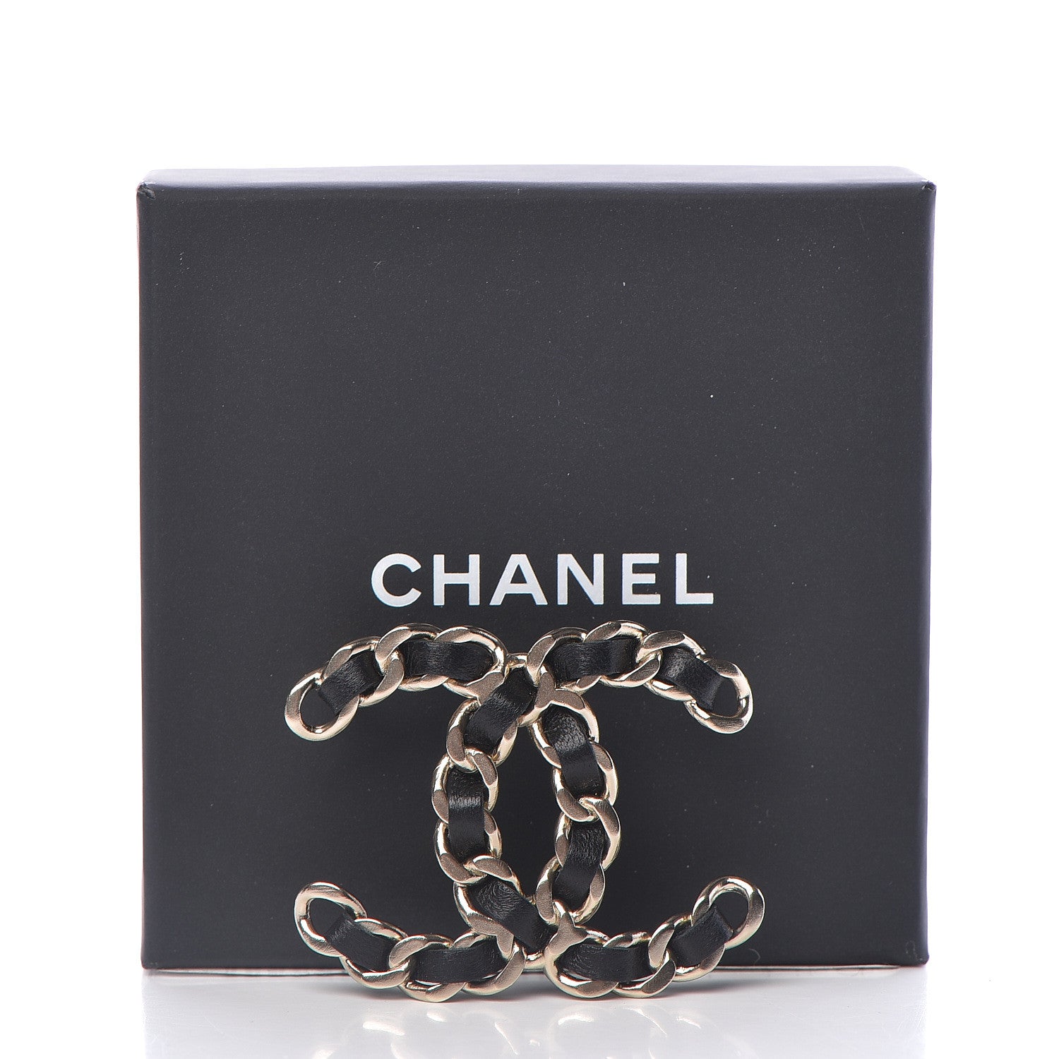Chanel Lambskin Chain CC Brooch Black Gold 5 of 5