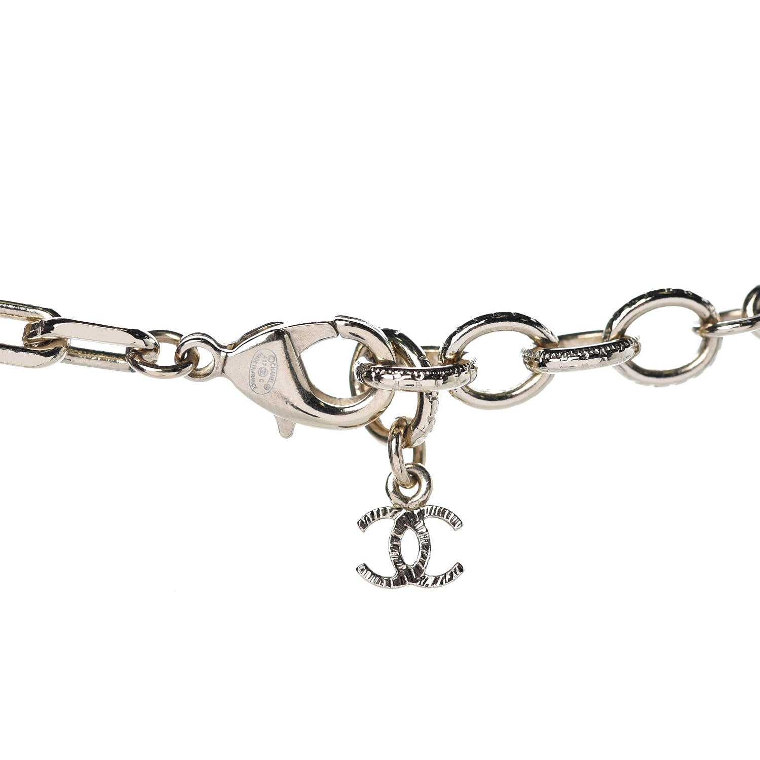 Chanel Crystal Chain Short Logo Necklace Gold 5 of 6