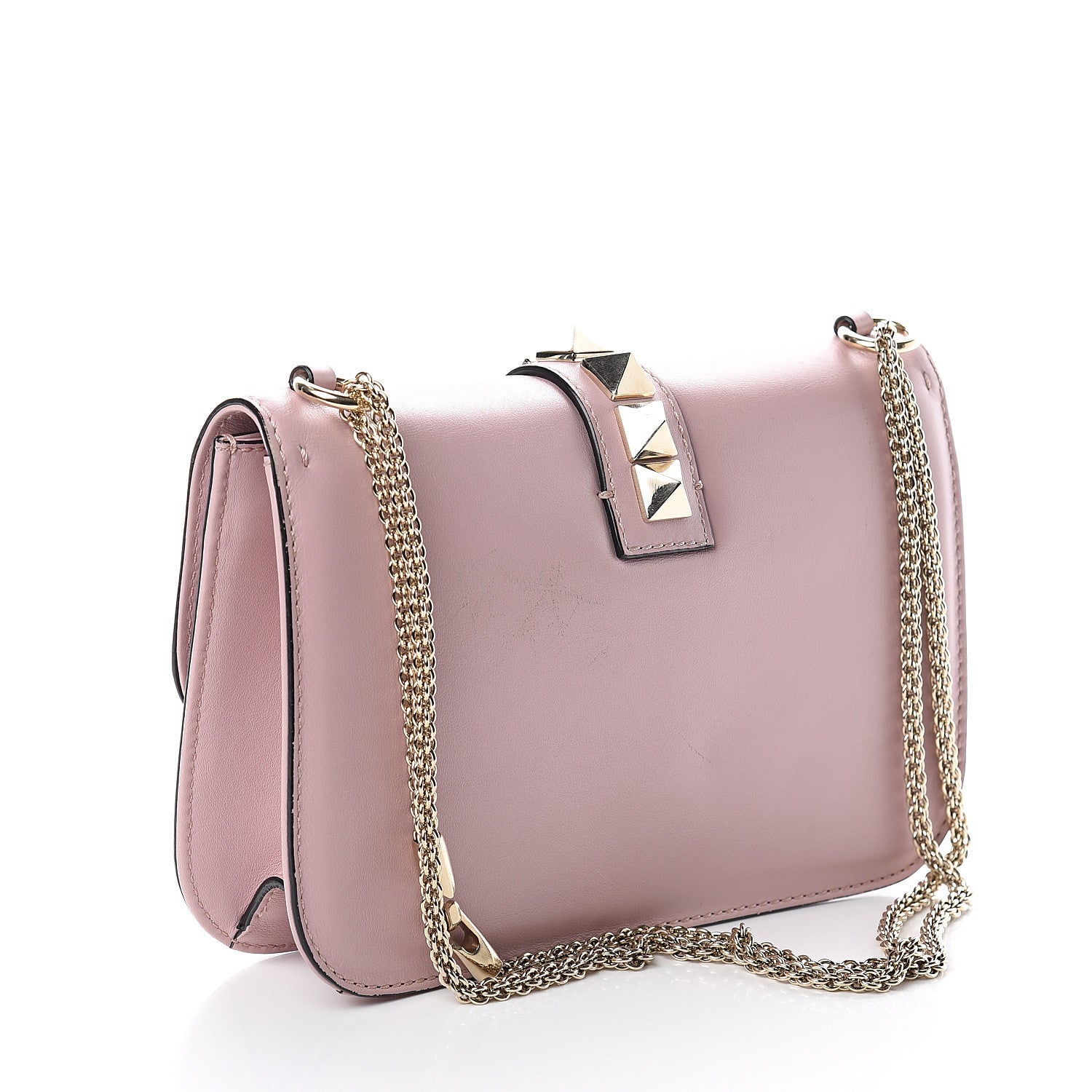 Valentino Garavani Vitello Medium Glam Lock Rockstud Flap Poudre 2 of 9