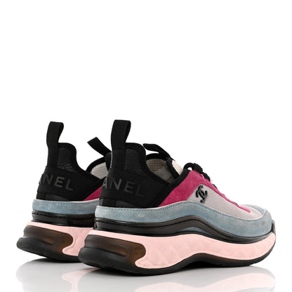 Chanel Fabric Suede CC Sneakers 37 Blue Beige Pink 4 of 21