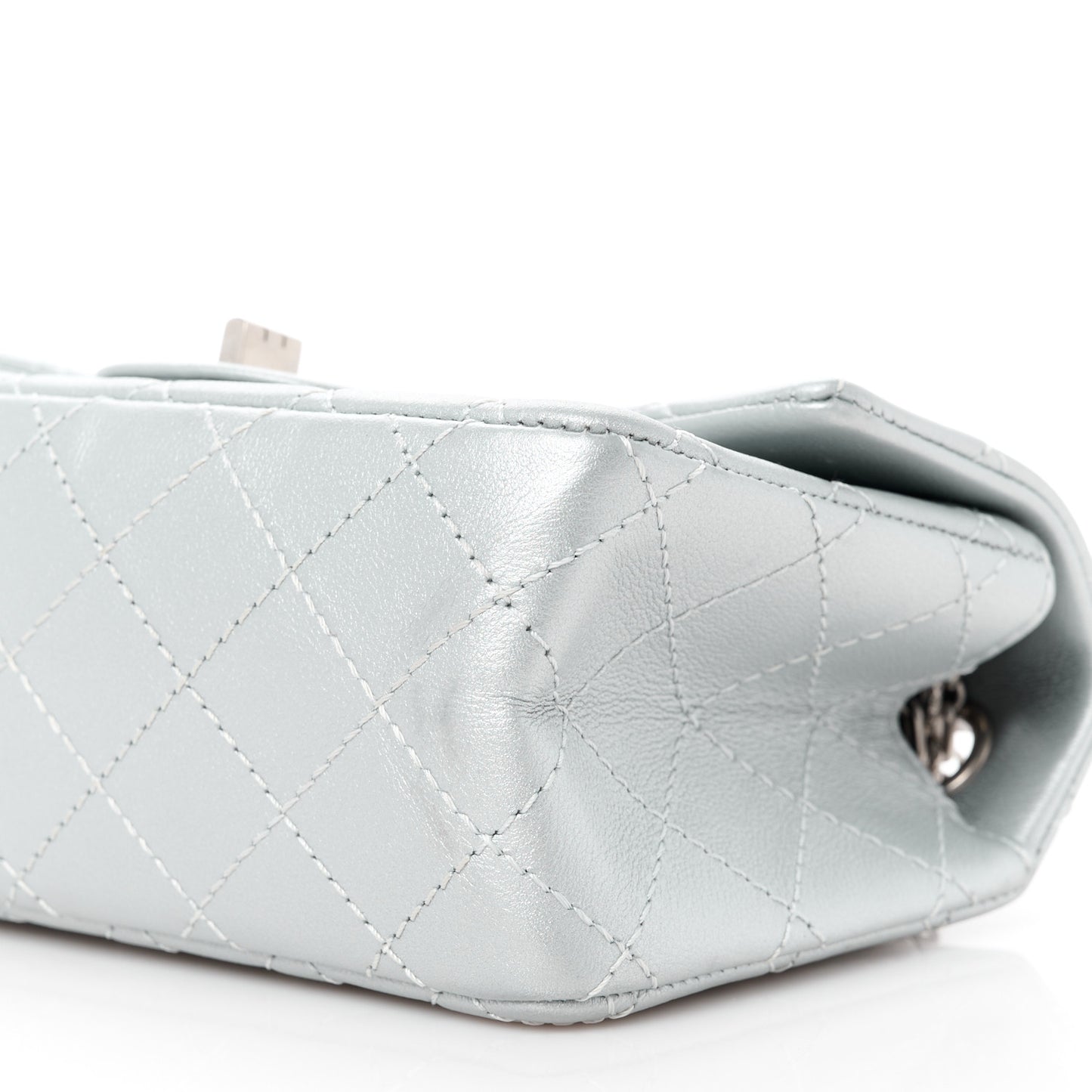 Metallic Grained Calfskin Quilted 2.55 Reissue Mini Flap Silver