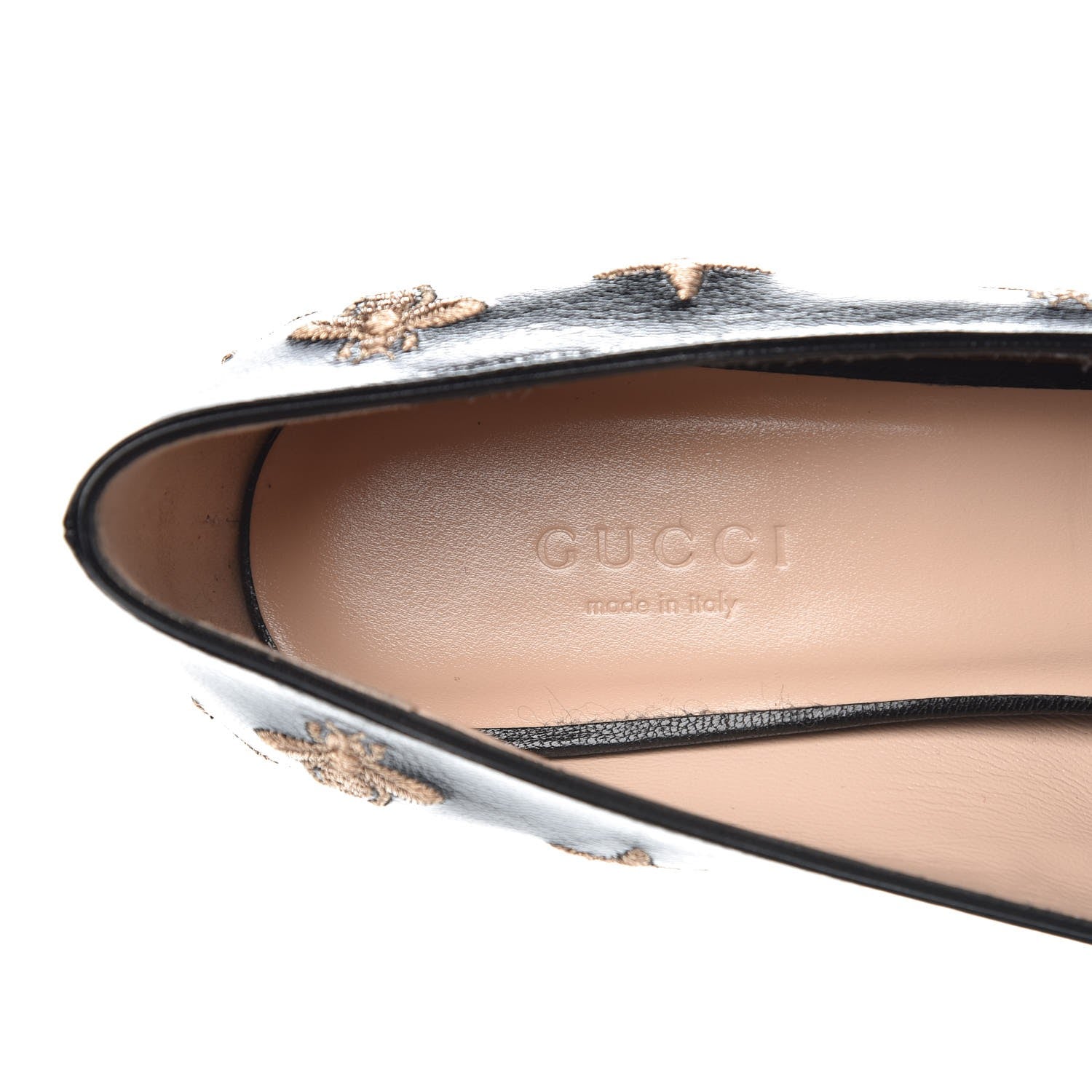 Gucci Quentin Goatskin Bee Star Embroidered GG Marmont Fringe 50mm Loafer Pumps 37 Black 7 of 12