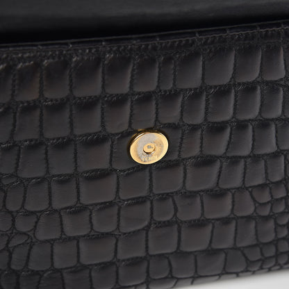 Fendi Nappa Calfskin Crocodile Trapuntata Demi Jour Shoulder Bag Black 12 of 19
