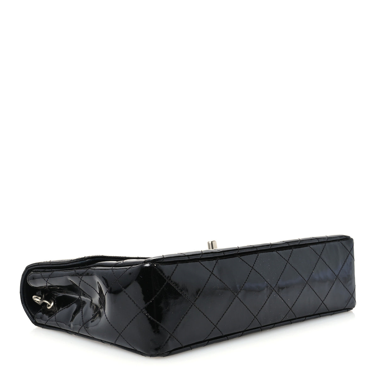 Patent Quilted Medium Single Flap Black