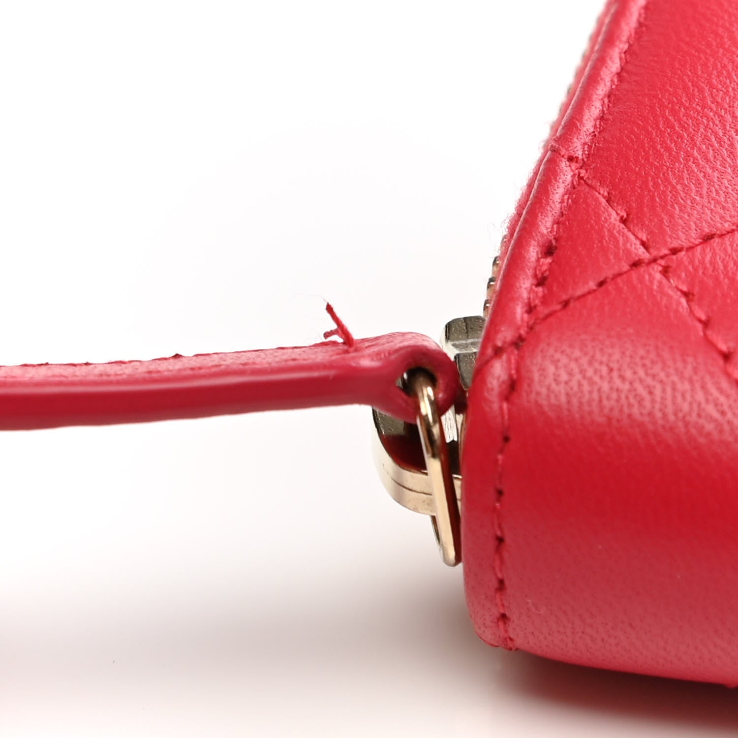Chanel Lambskin Quilted Zip Around Coin Purse Wallet Red 8 of 8