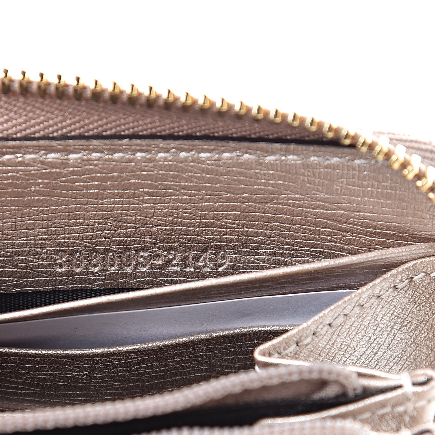 Gucci Metallic Shangai Calfskin Lovely Zip Around Wallet Dark Shell 7 of 8