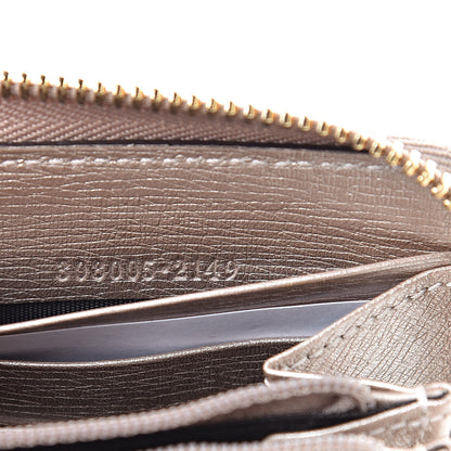 Gucci Metallic Shangai Calfskin Lovely Zip Around Wallet Dark Shell 7 of 8