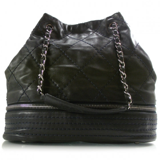Lambskin Expandable Tote Navy