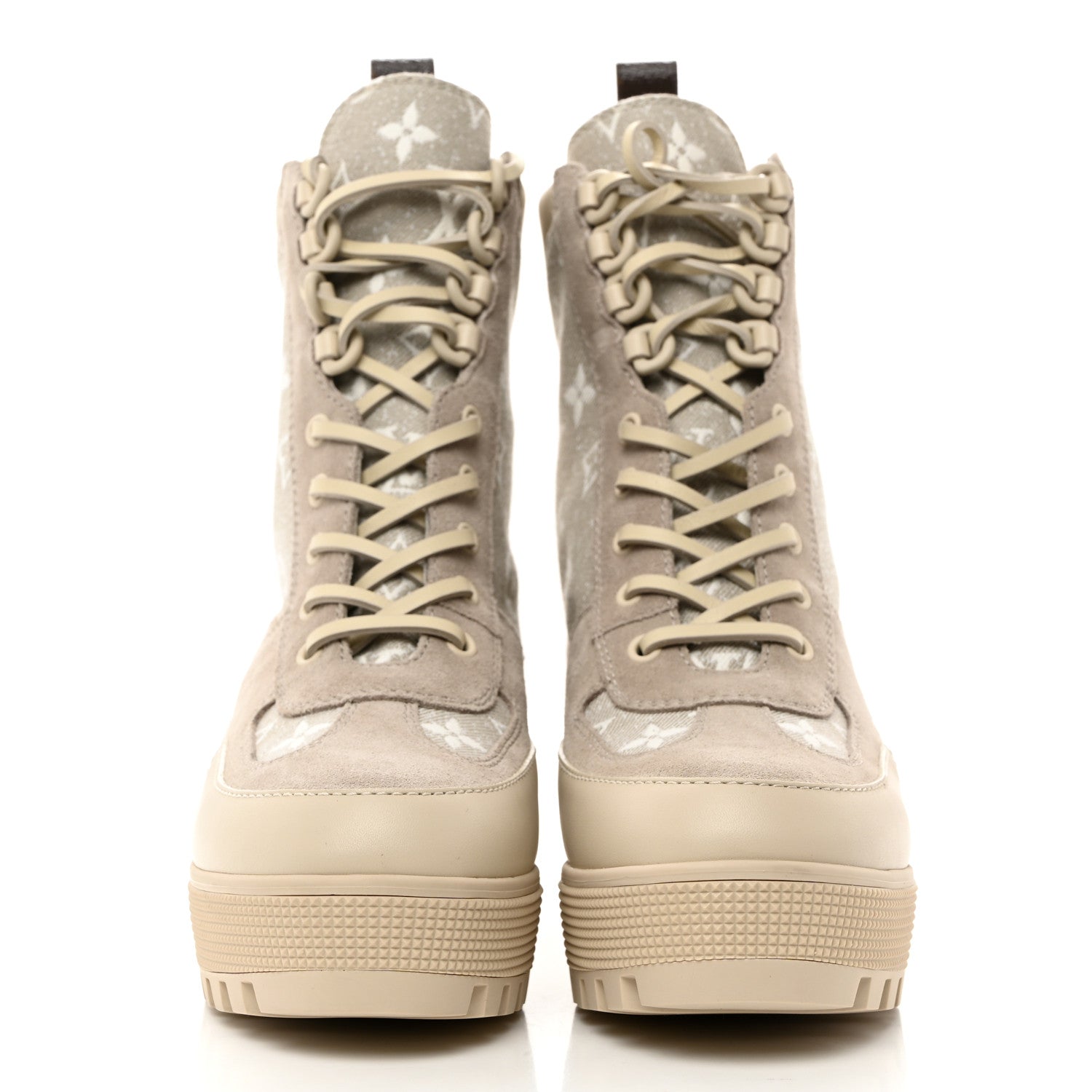 Louis Vuitton Suede Calfskin Monogram Laureate Platform Desert Boots 39 Taupe 2 of 8