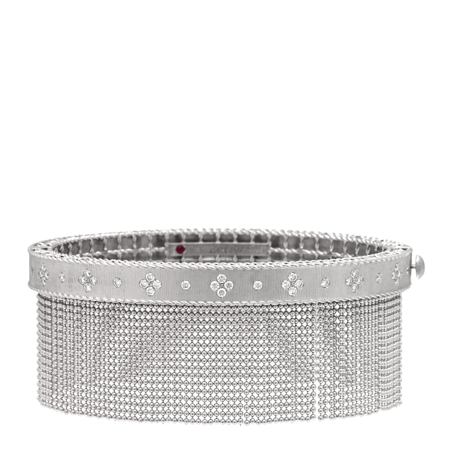 Roberto Coin 18K White Gold Diamond Princess Tassel Bangle Bracelet 1 of 6