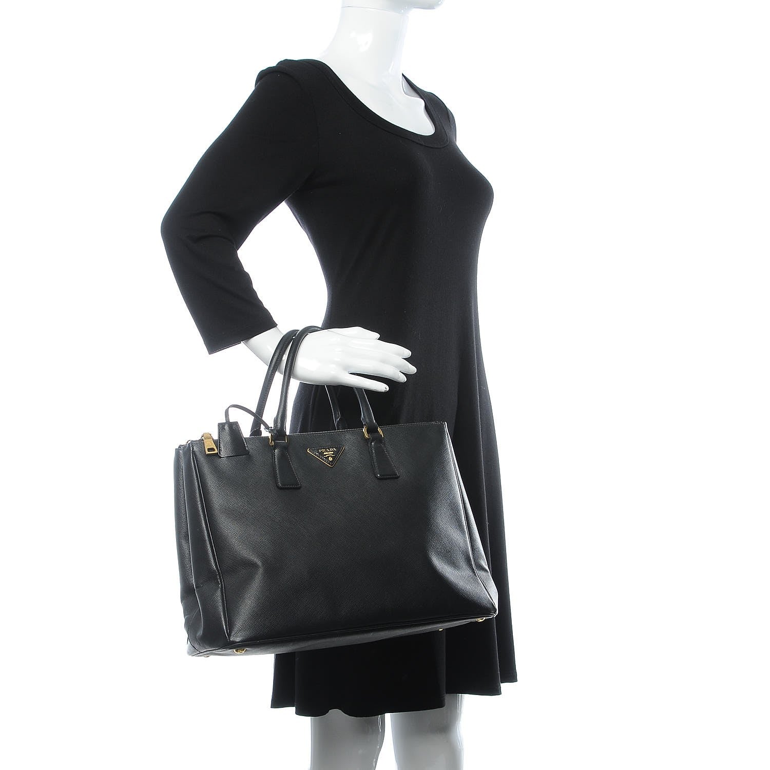 Prada Saffiano Large Galleria Double Zip Tote Black 2 of 19
