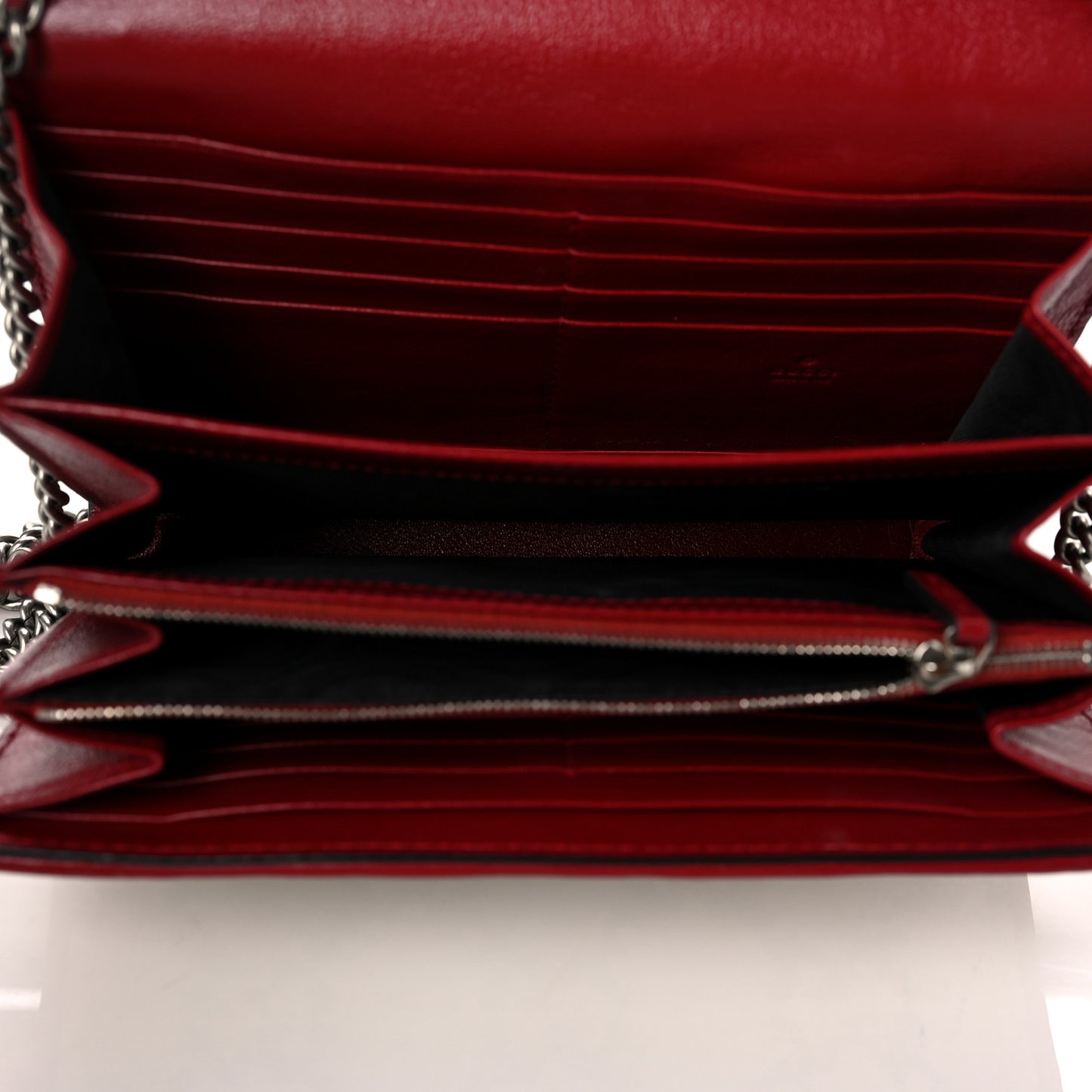 Tweed GG Monogram Mini Dionysus Chain Wallet White Black Romantic Cherry