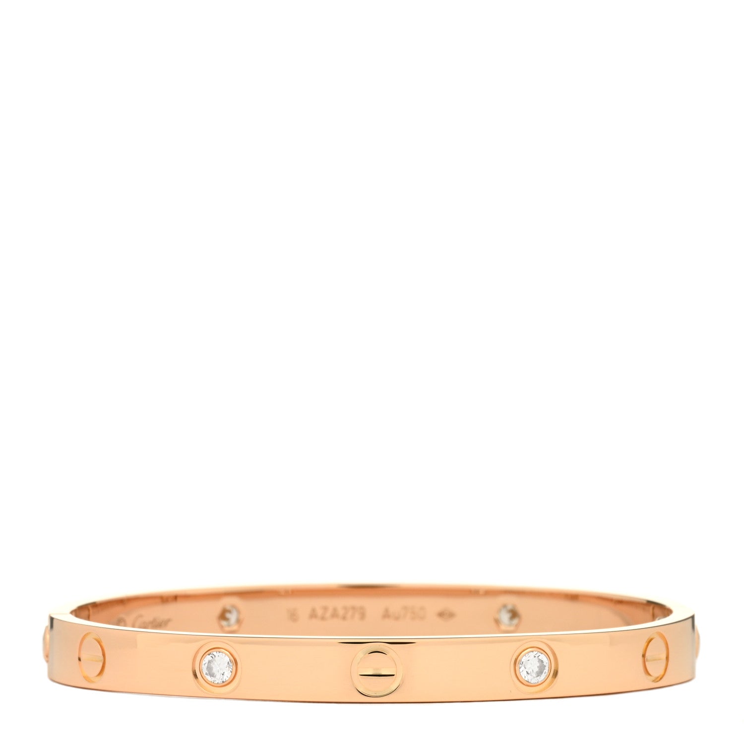 Cartier 18K Pink Gold 4 Diamond LOVE Bracelet 16 1 of 3