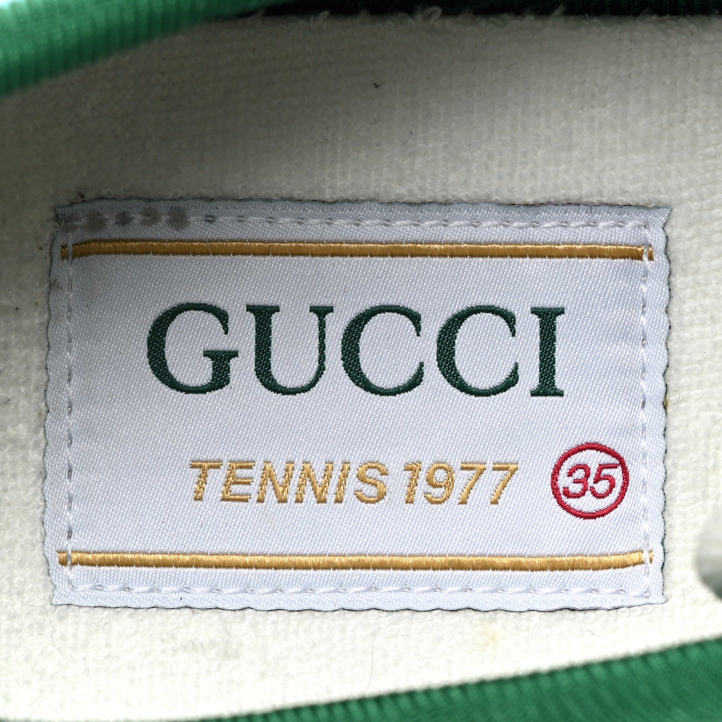 GG Monogram Multicolor Web Womens 1977 Tennis Sneakers 35 Light Blue Mystic White