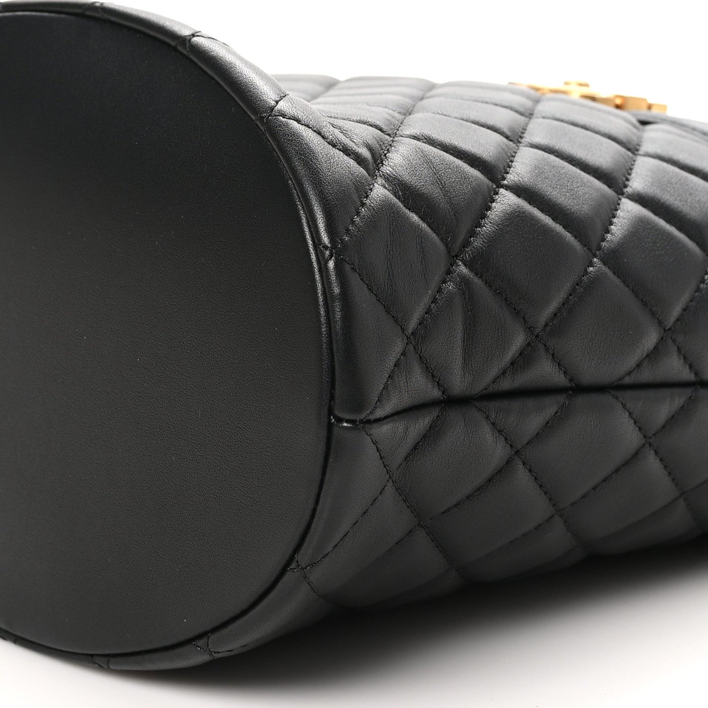 Calfskin Quilted Boy Bucket Bag Black