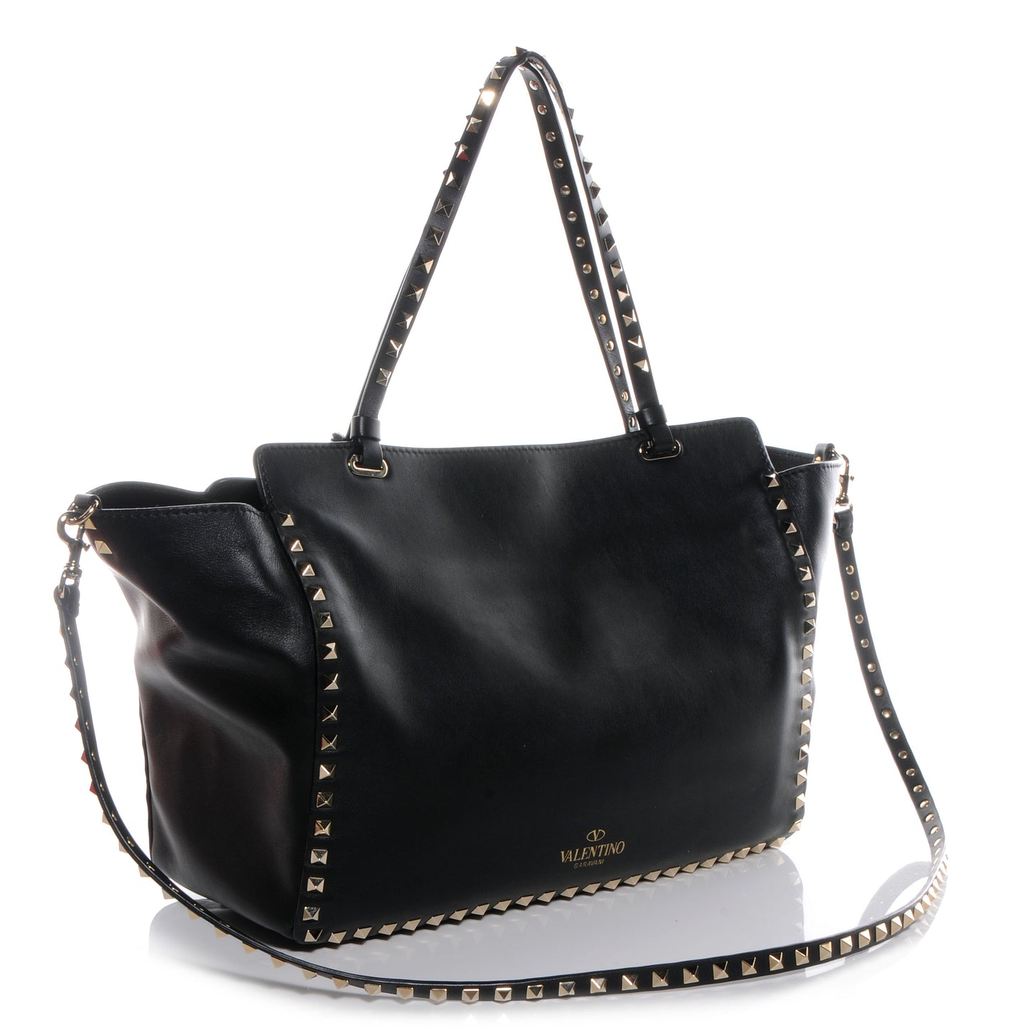 Vitello Medium Rockstud Tote Black