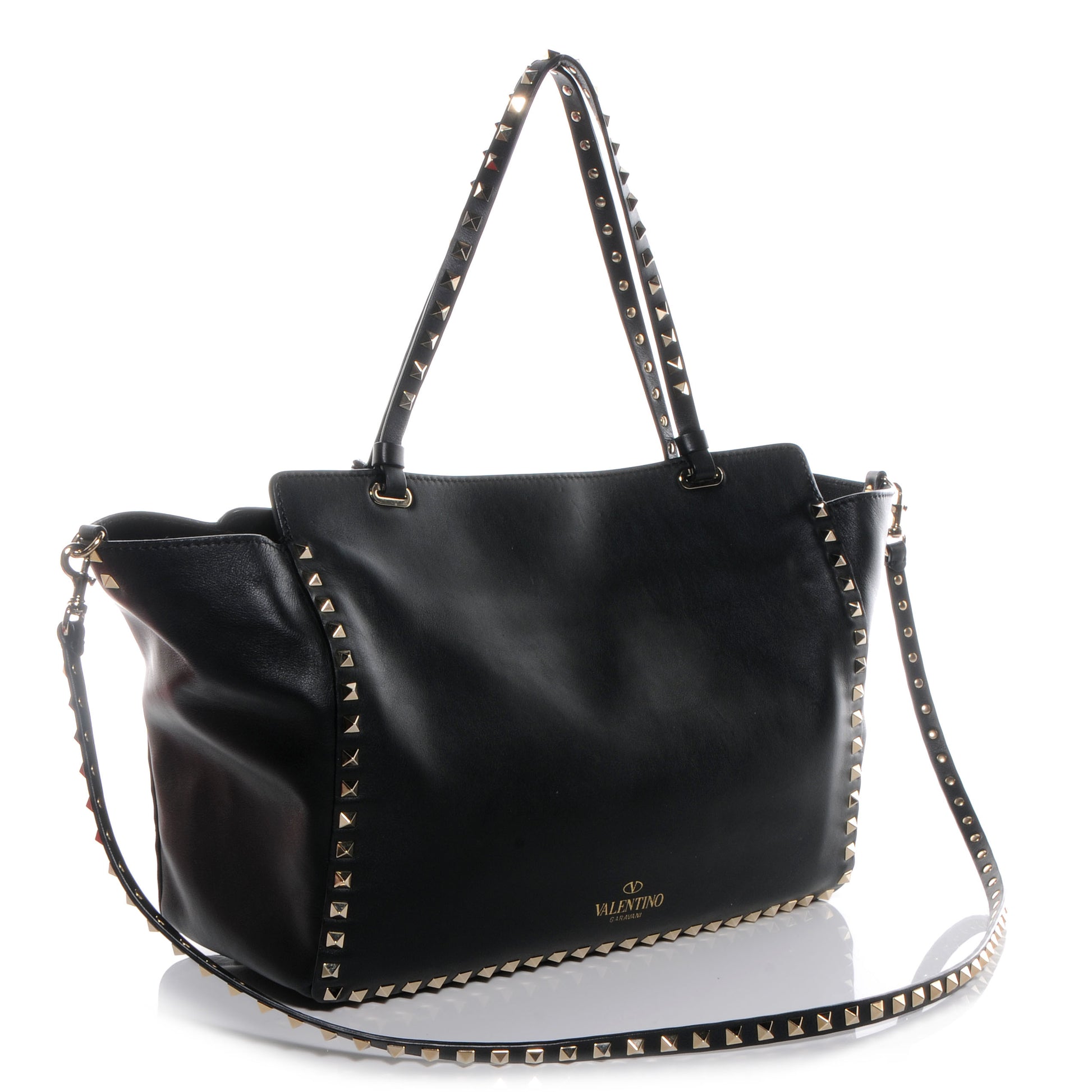 Valentino Garavani Vitello Medium Rockstud Tote Black 3 of 9