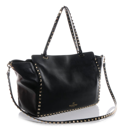 Valentino Garavani Vitello Medium Rockstud Tote Black 3 of 9